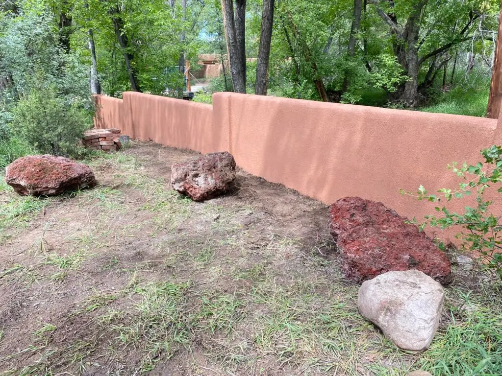 concrete adobe native wall, Santa Fe NM